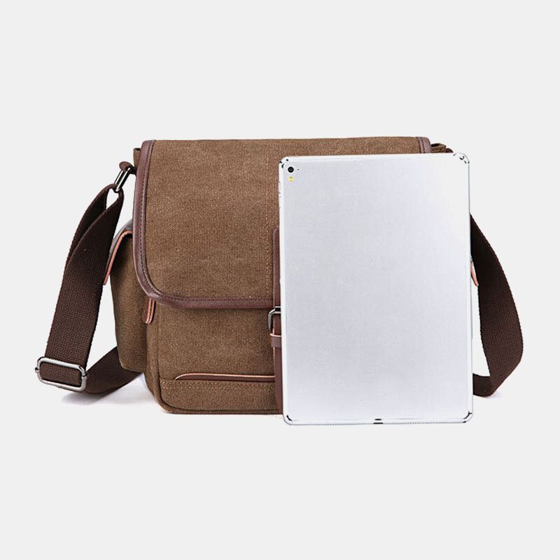 Herre Lerret Stor Kapasitet Vanntett Vintage Bærbar Messenger Vesker Skulderveske Crossbody Bag