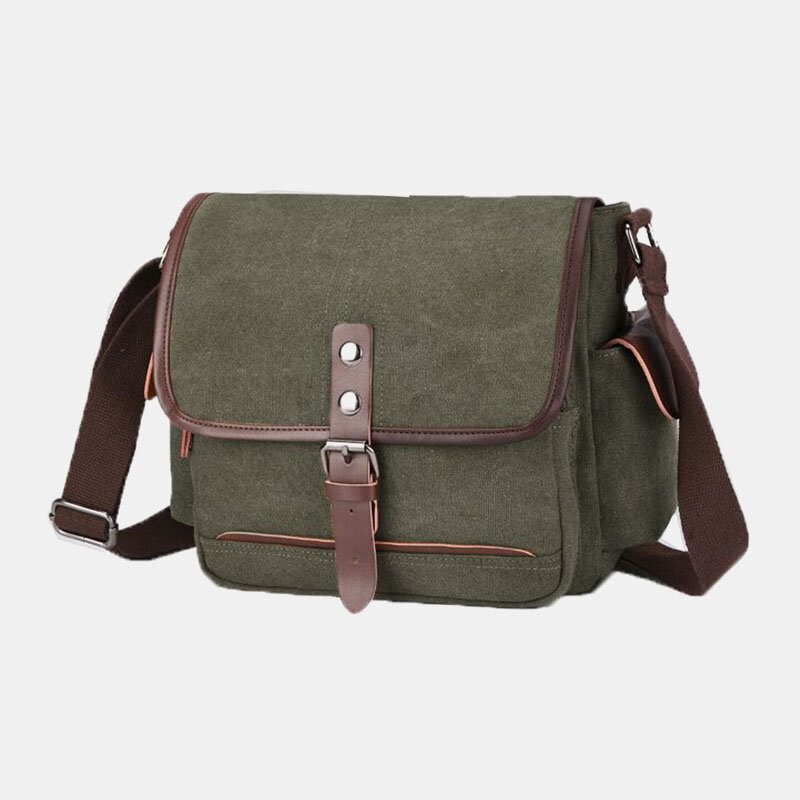 Herre Lerret Stor Kapasitet Vanntett Vintage Bærbar Messenger Vesker Skulderveske Crossbody Bag