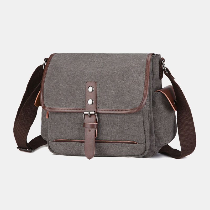 Herre Lerret Stor Kapasitet Vanntett Vintage Bærbar Messenger Vesker Skulderveske Crossbody Bag