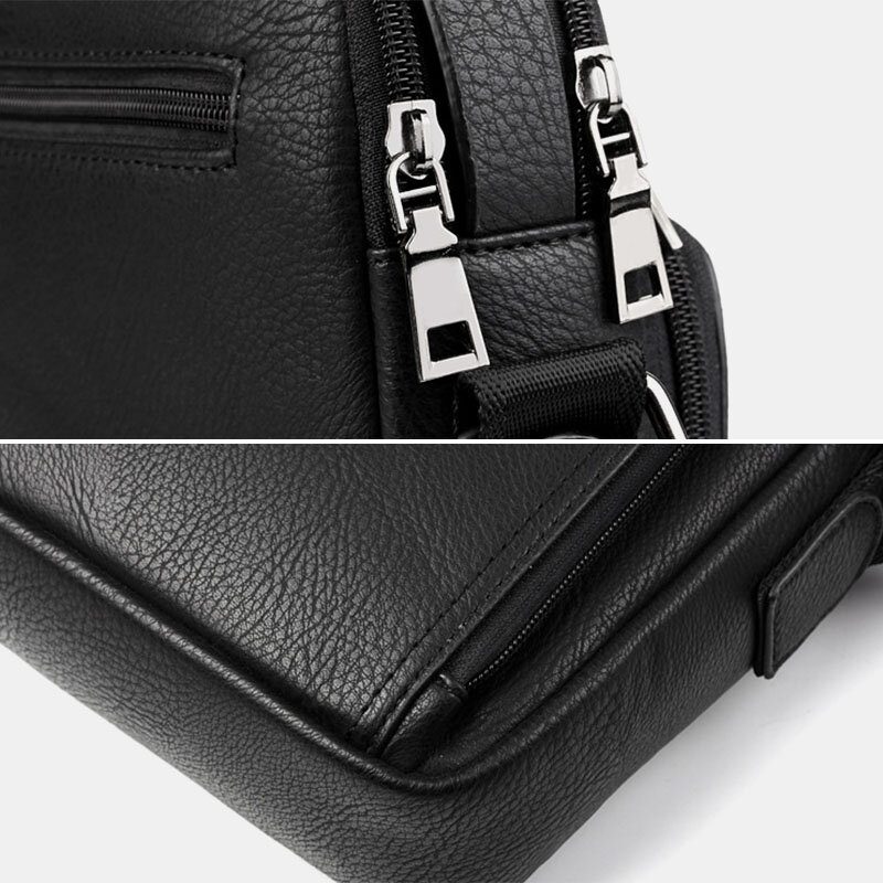 Herre Pu-skinn Multifunksjonell Multilomme Crossbody-veske Med Stor Kapasitet Lærerveske