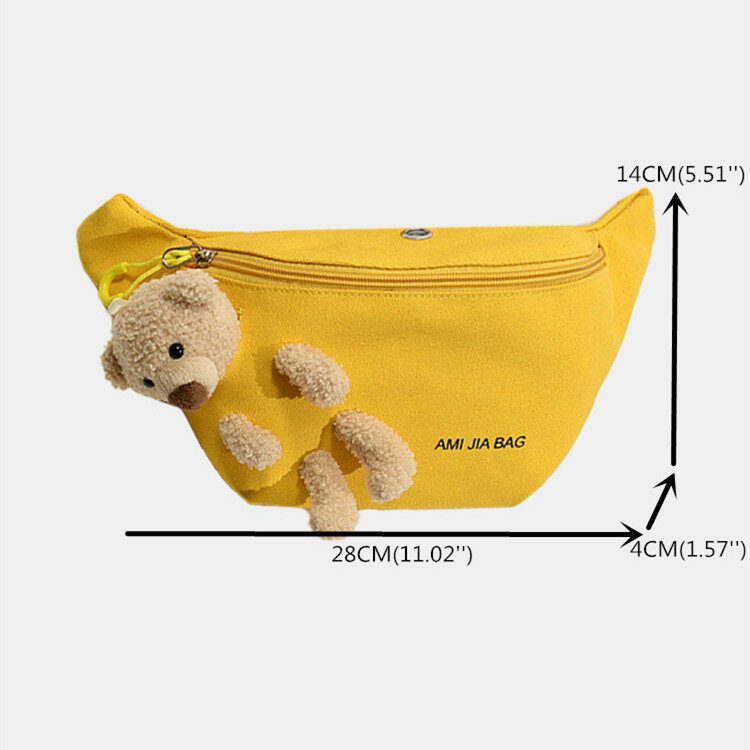 Kvinner Bear Doll Solid Øretelefon Søt Crossbody Vesker Bryst Vesker Sling Bag