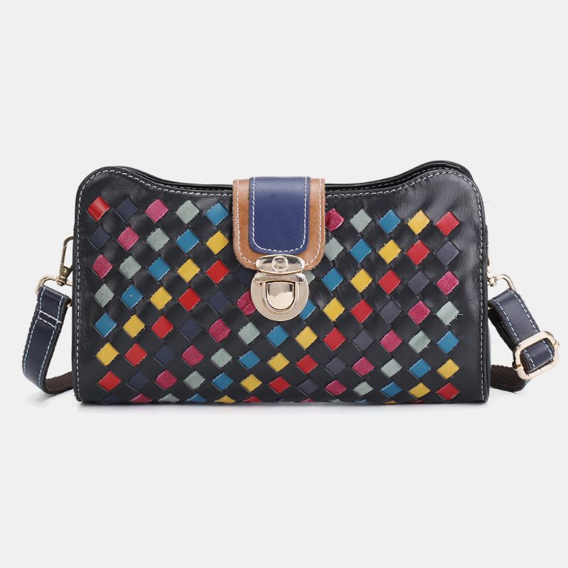 Kvinner Ekte Skinn Patchwork Telefonveske Crossbody Vesker Skulderveske