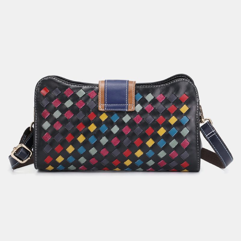 Kvinner Ekte Skinn Patchwork Telefonveske Crossbody Vesker Skulderveske