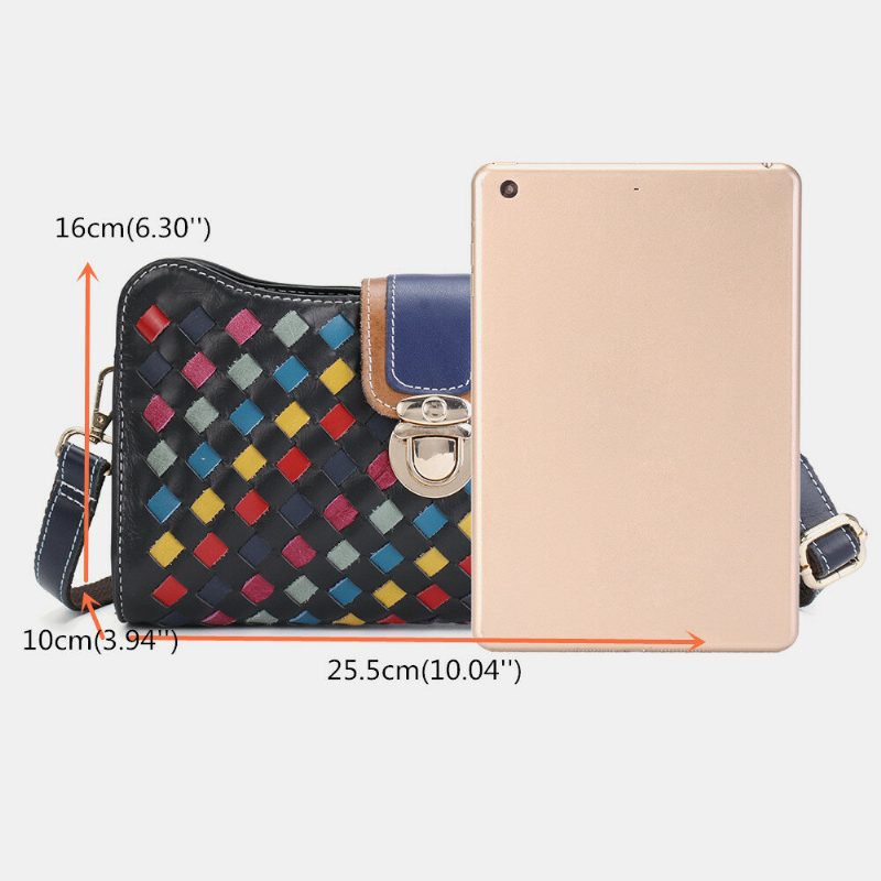 Kvinner Ekte Skinn Patchwork Telefonveske Crossbody Vesker Skulderveske