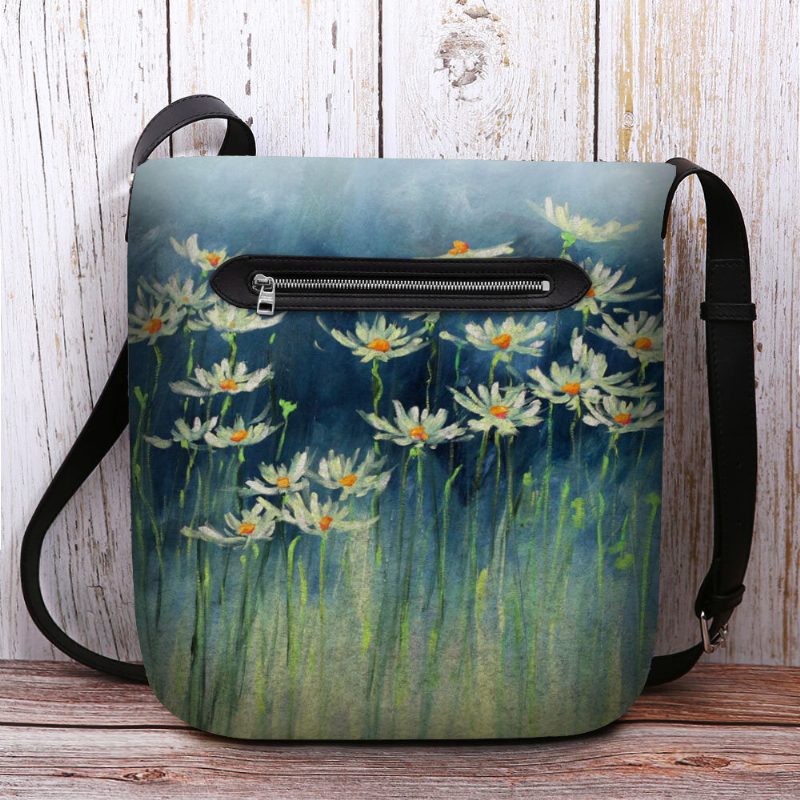 Kvinner Filt Blomster Mønster Prints Crossbody Vesker Skulderveske