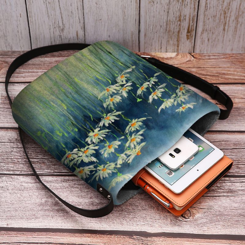 Kvinner Filt Blomster Mønster Prints Crossbody Vesker Skulderveske