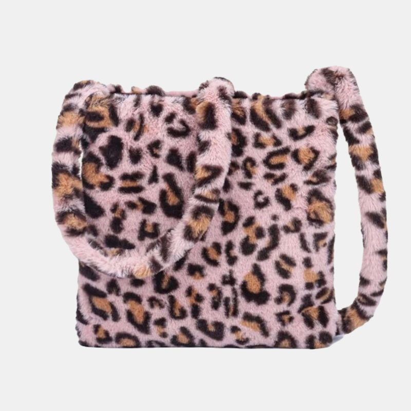 Kvinner Filt Mykt Leopardmønster Søt Uformell Personlighet Skulderveske Crossbody-veske