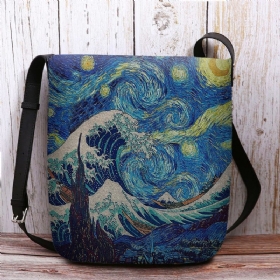 Kvinner Filt Sea Wave Stjernehimmel Mønster Oljemaleri Stil Utskrifter Crossbody Vesker Skulderveske