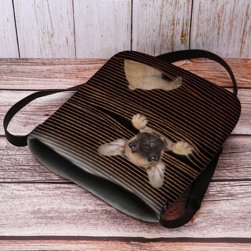 Kvinner Filt Uformell Stripe Søt 3d Hundetrykkmønster Crossbody Vesker Skulderveske