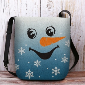 Kvinner Føltes Søt Festlig Julesmil Snowman Snowflakes Print Crossbody Vesker Skulderveske