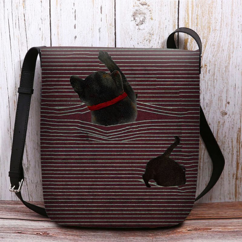 Kvinner Føltes Søt Uformell Tegneserie Katt Stripemønster Crossbody Vesker Skulderveske