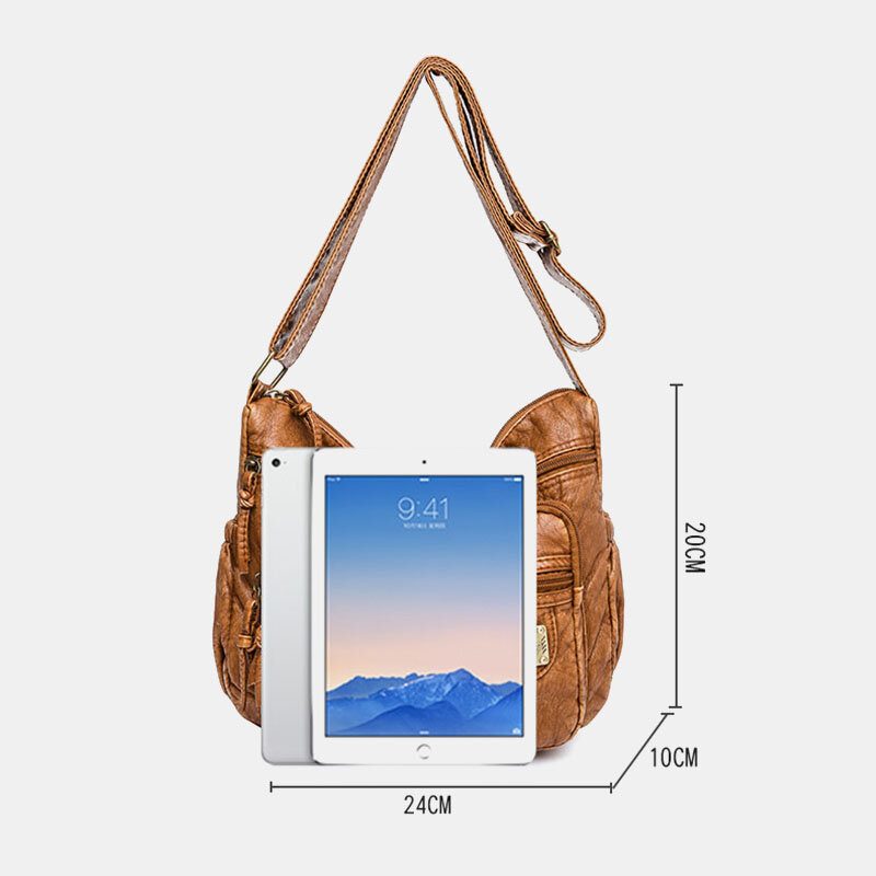 Kvinner Imitert Skinn Retro Stor Kapasitet Slitesterk Crossbody-veske Skulderveske