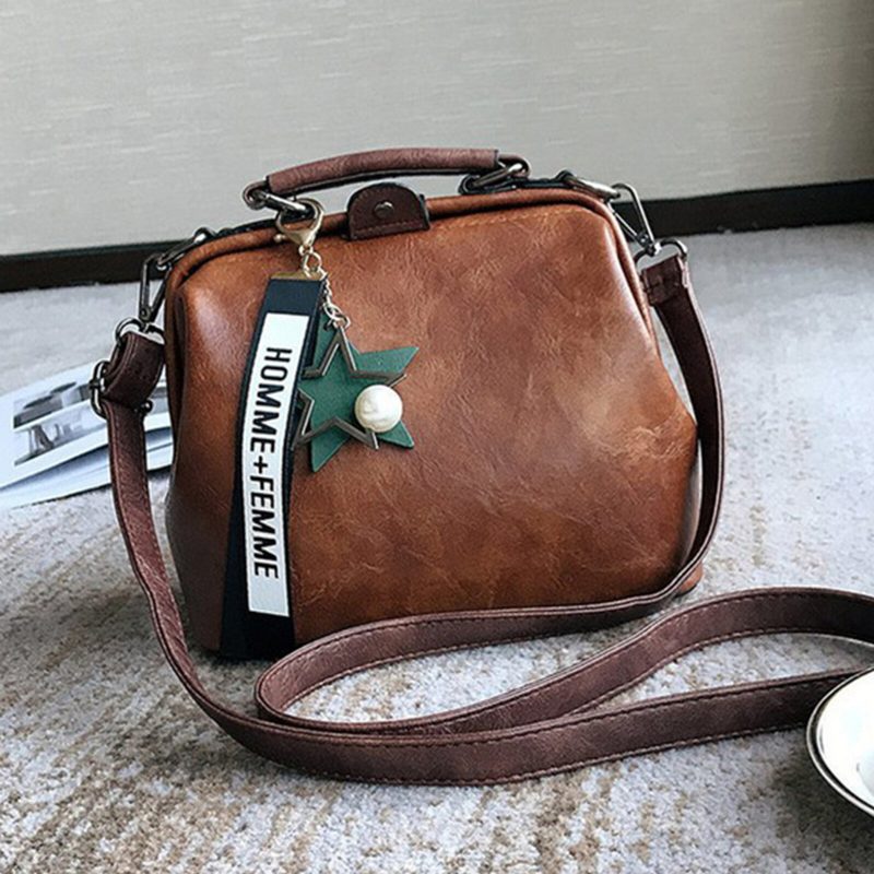 Kvinner Kunstskinn Vintage Crossbody-veske Med Stor Kapasitet Cabriolet Stropp Retro Håndveske