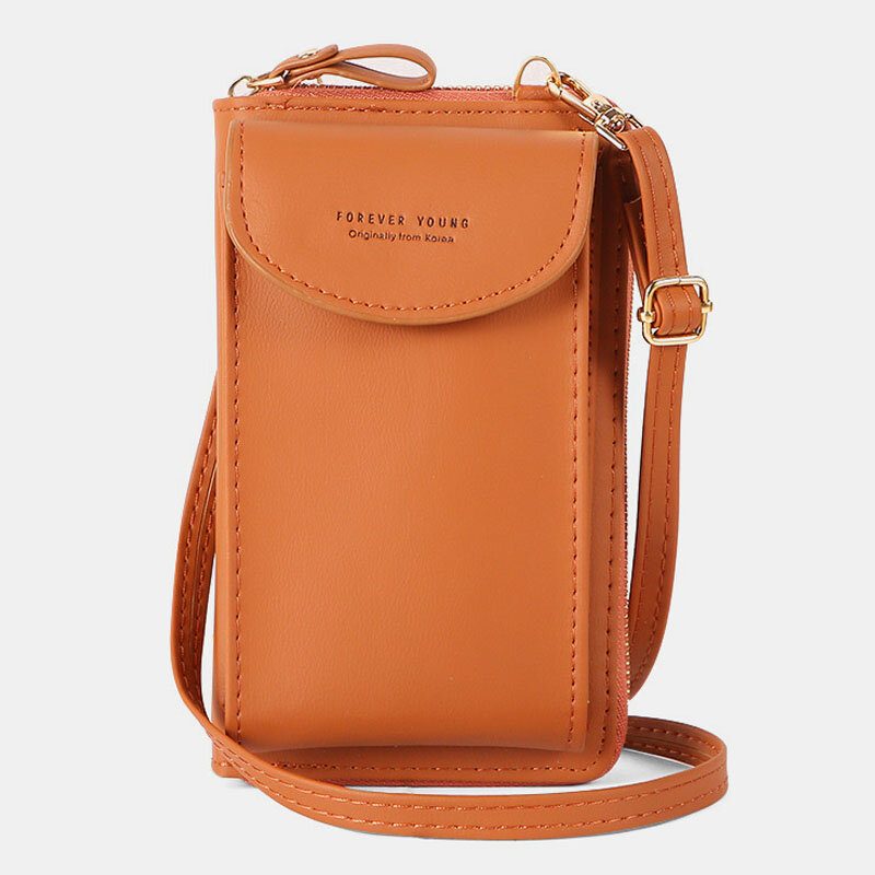 Kvinner Mini Vill Lang Pu Lærlommebok Uformell 6.3 Tommers Telefonveske Skulderveske Crossbody-veske