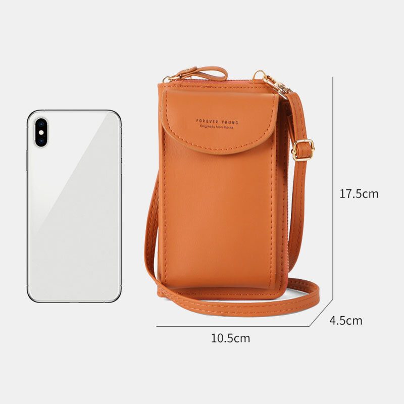 Kvinner Mini Vill Lang Pu Lærlommebok Uformell 6.3 Tommers Telefonveske Skulderveske Crossbody-veske