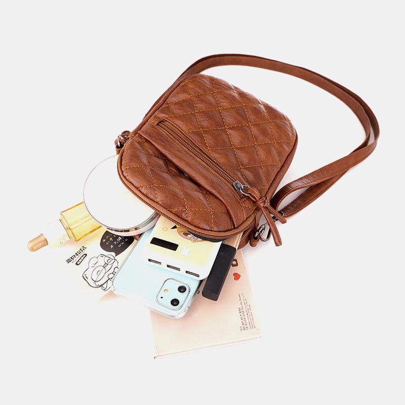 Kvinner Pu-skinn Argyle-mønster Øretelefonhull Uformell 6.3 Tommers Telefonveske Crossbody-vesker Skulderveske