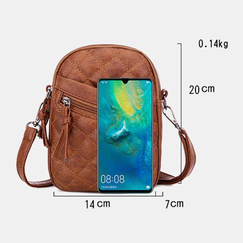 Kvinner Pu-skinn Argyle-mønster Øretelefonhull Uformell 6.3 Tommers Telefonveske Crossbody-vesker Skulderveske