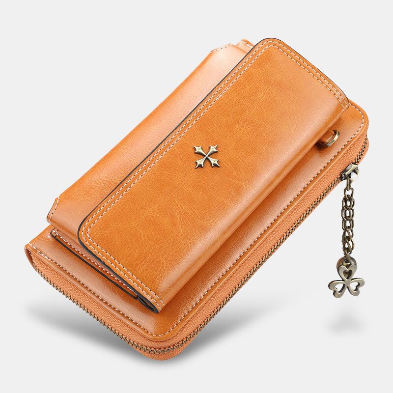 Kvinner Pu Skinn Cross Flower Dusk Stor Kapasitet Multi-card Slot Telefonveske Crossbody Vesker Skulderveske