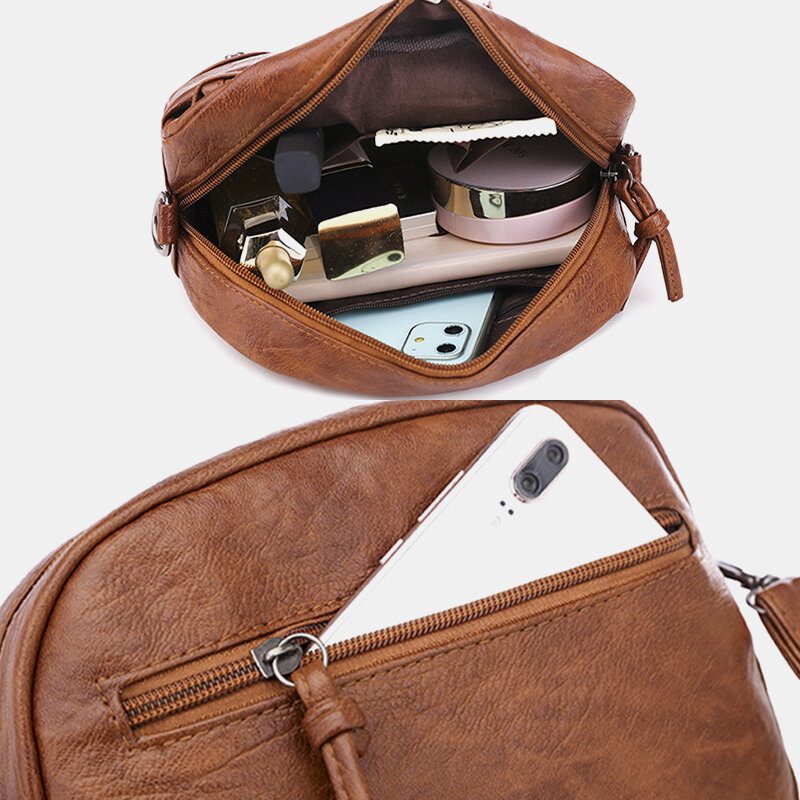 Kvinner Pu-skinn Retro Mote Med Flere Lommer 6.3 Tommers Telefonveske Myk Crossbody-vesker Skulderveske