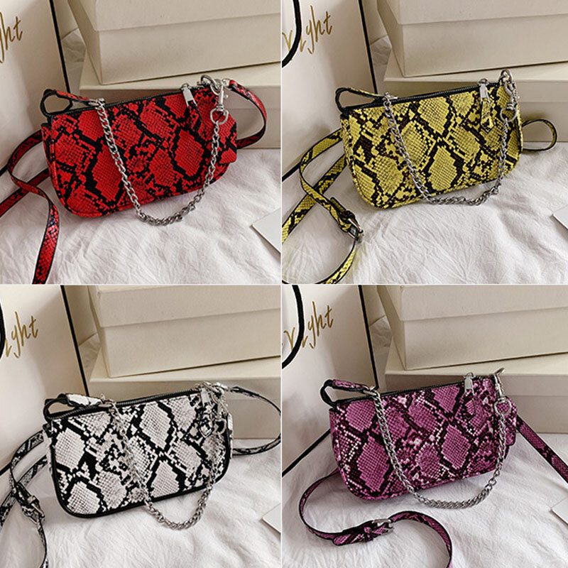 Kvinner Slange-skinn Patternn Ensfarget Uformell Mote Skulderveske Cross Body Bag