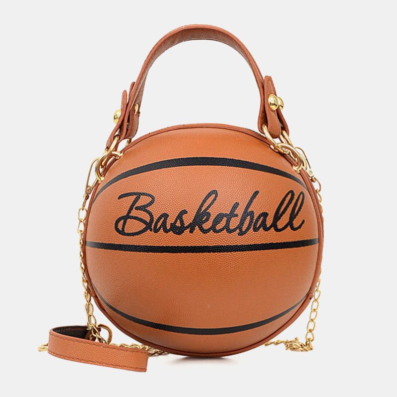 Kvinner Unik Design Basketball Fotball Look Mini Rund Vesker Hangbag Mote Justerbar Skulderveske Cross Body Bag