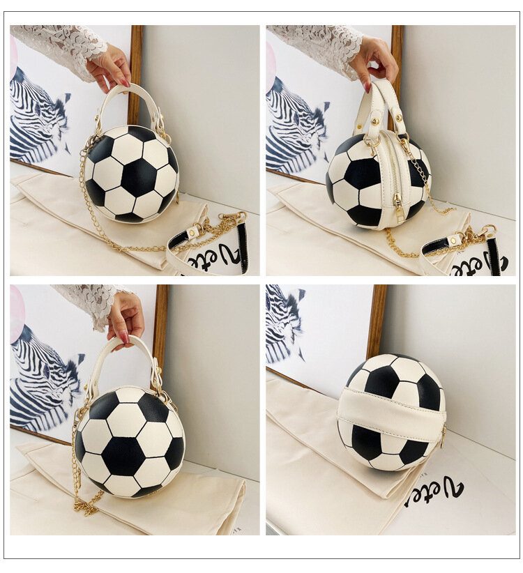 Kvinner Unik Design Basketball Fotball Look Mini Rund Vesker Hangbag Mote Justerbar Skulderveske Cross Body Bag