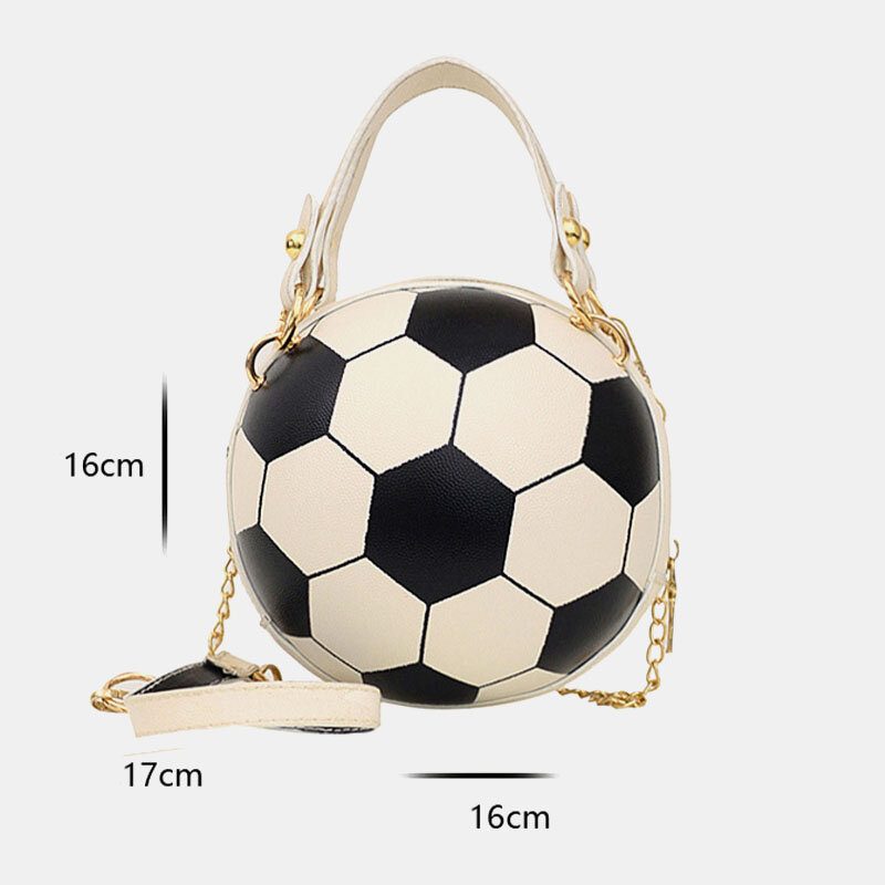 Kvinner Unik Design Basketball Fotball Look Mini Rund Vesker Hangbag Mote Justerbar Skulderveske Cross Body Bag