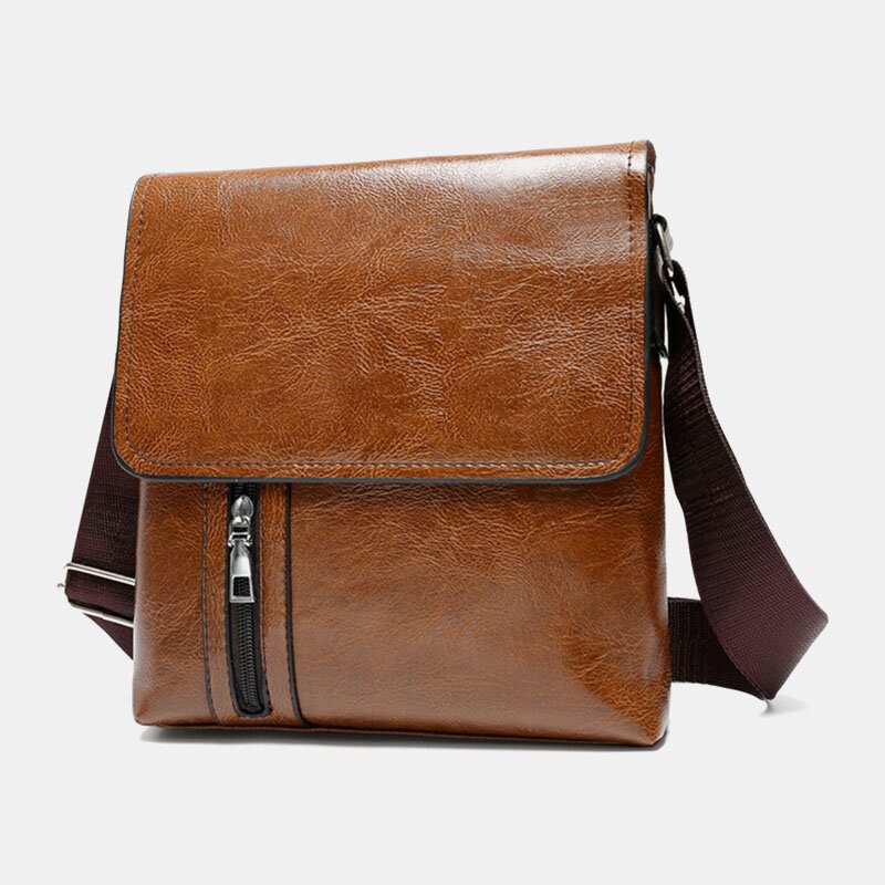 Men Pu Leather Anti-tyveri Skulder Retro 6.3 Tommers Telefonveske Med Stor Kapasitet Crossbody-vesker