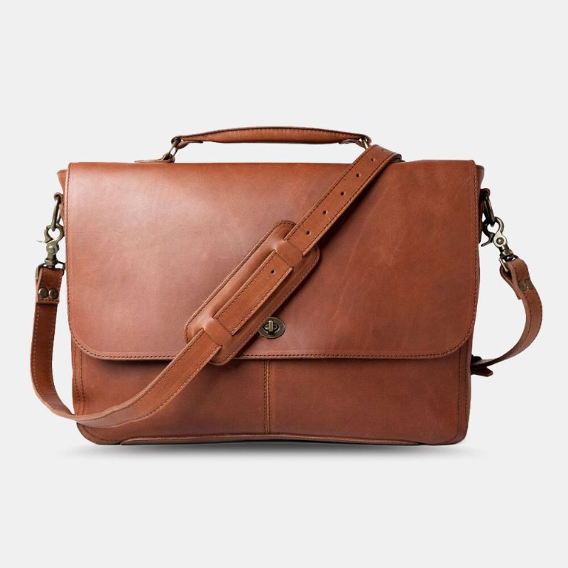 Men Pu Leather Multifunction Vintage 15.6 Tommers Anti-tyveri Koffert Messenger Vesker Crossbody Bag