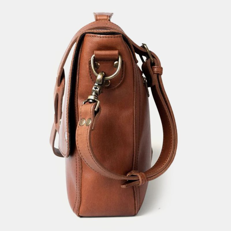 Men Pu Leather Multifunction Vintage 15.6 Tommers Anti-tyveri Koffert Messenger Vesker Crossbody Bag