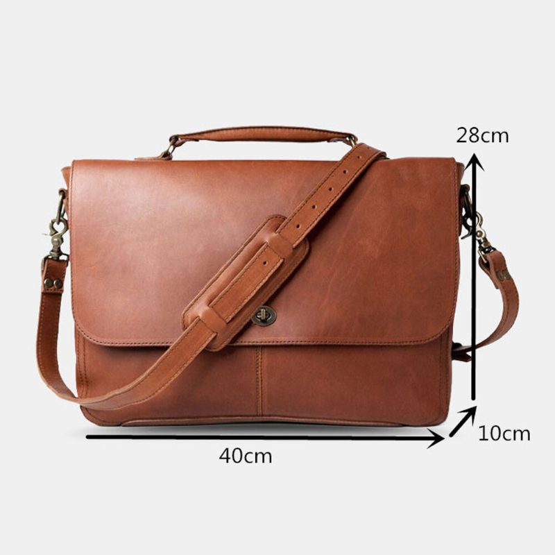 Men Pu Leather Multifunction Vintage 15.6 Tommers Anti-tyveri Koffert Messenger Vesker Crossbody Bag