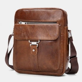 Menn Business Retro Ekte Skinn Vanntett Slitesterk Crossbody-veske