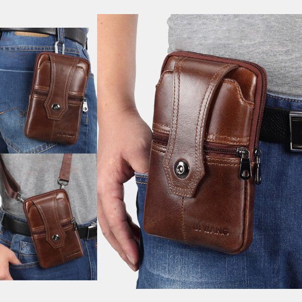 Menn Ekte Skinn Belte Telefonveske Casual Crossbody Vesker Skulderveske