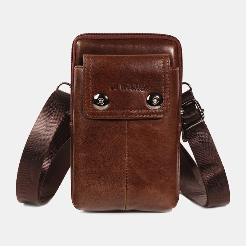 Menn Ekte Skinn Belte Telefonveske Casual Crossbody Vesker Skulderveske