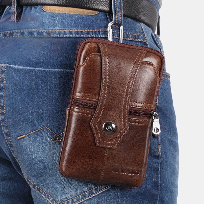 Menn Ekte Skinn Belte Telefonveske Casual Crossbody Vesker Skulderveske