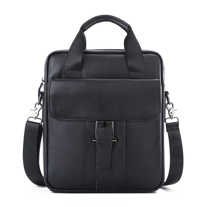 Menn Ekte Skinn Crossbody-veske Med Stor Kapasitet Vintage Business Solid Koffert Skulderveske Messenger Bag