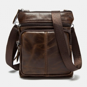 Menn Ekte Skinn Multi-lomme Casual Business 6.3 Tommers Telefonveske Crossbody-vesker Første Lag Kuskinn Skulderveske