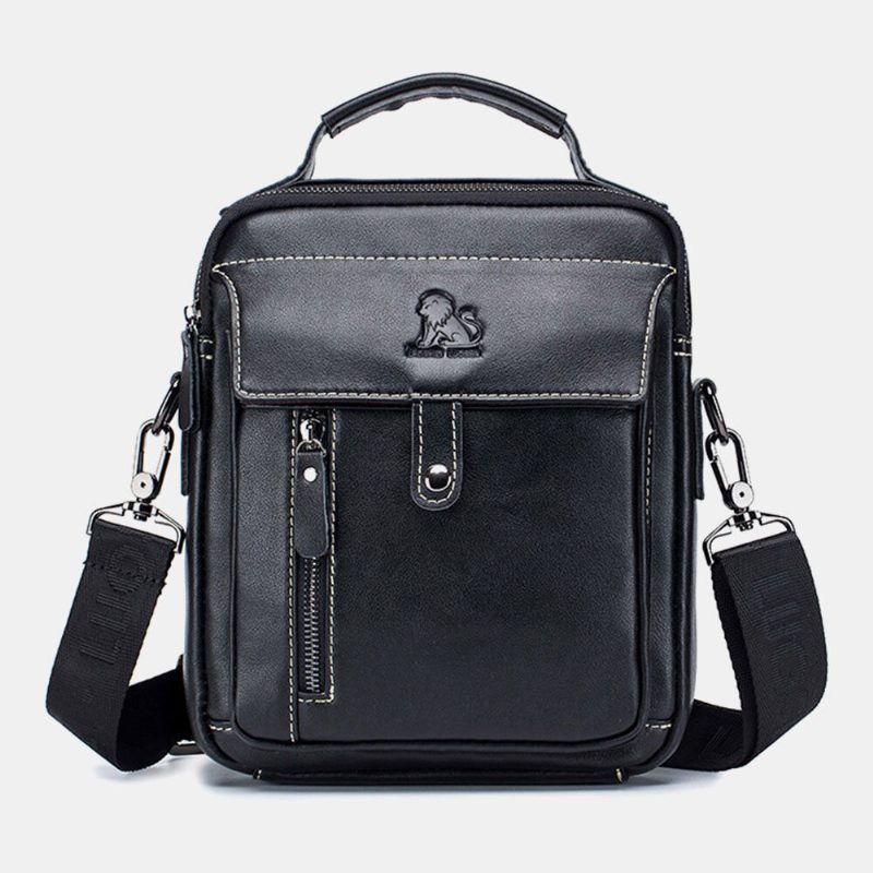 Menn Ekte Skinn Multi-lomme Vanntett Vintage Håndveske Crossbody Vesker Skulderveske