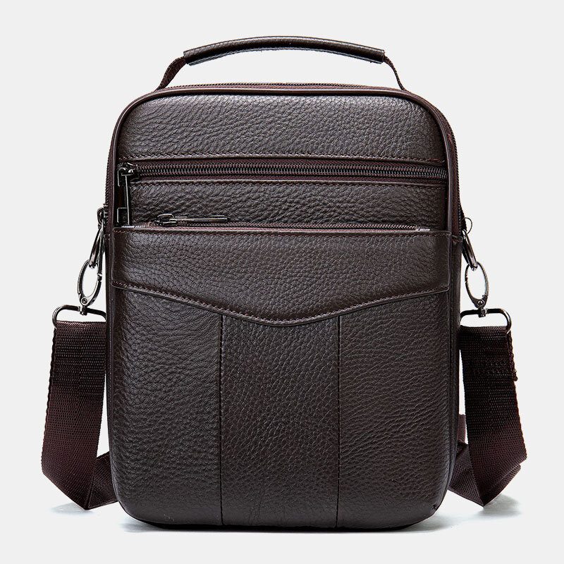 Menn Ekte Skinn Retro Business Vertikal Veske Crossbody Bag