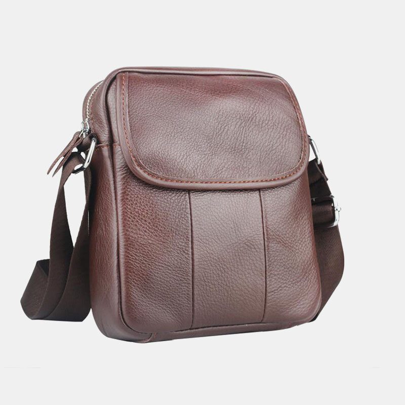 Menn Ekte Skinn Vanntett Multifunksjon Anti-tyveri Casual Crossbody Vesker Skulderveske