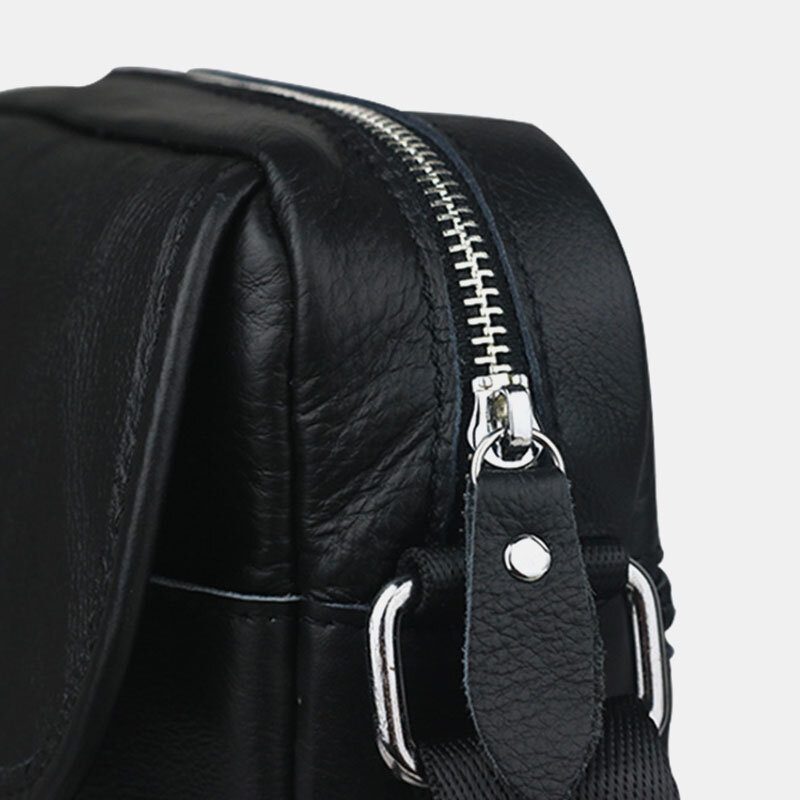 Menn Ekte Skinn Vanntett Multifunksjon Anti-tyveri Casual Crossbody Vesker Skulderveske