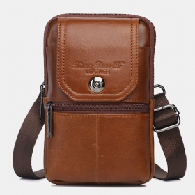 Menn Ekte Skinn Vintage Multikortspor 6.5 Tommers Mini Telefonveske Crossbody Vesker Midjeveske Kuskinnsveske