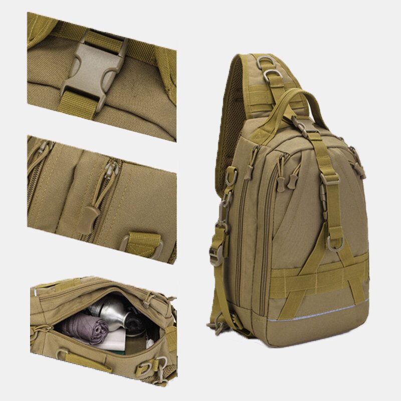 Menn Oxford Camo Multifunksjon Vanntett Utendørs Sport Ridning Taktisk Skulderveske Crossbody Vesker Brystveske