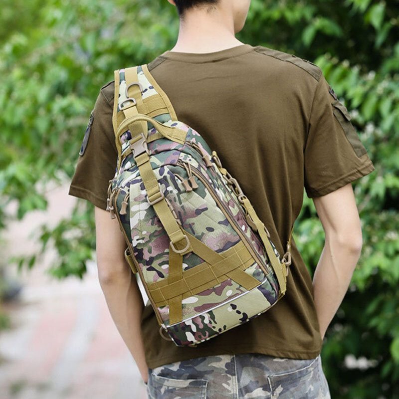 Menn Oxford Camo Multifunksjon Vanntett Utendørs Sport Ridning Taktisk Skulderveske Crossbody Vesker Brystveske