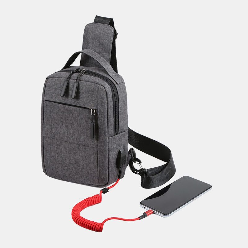 Menn Polyester Usb Lade Stor Kapasitet Flerlags Business Crossbody Vesker Bryst Vesker Sling Bag