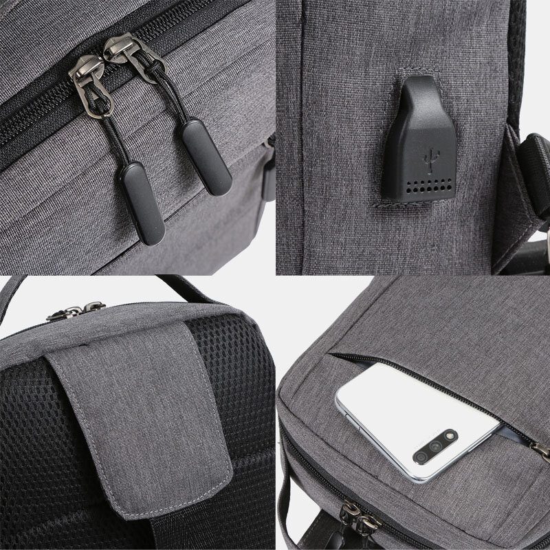 Menn Polyester Usb Lade Stor Kapasitet Flerlags Business Crossbody Vesker Bryst Vesker Sling Bag