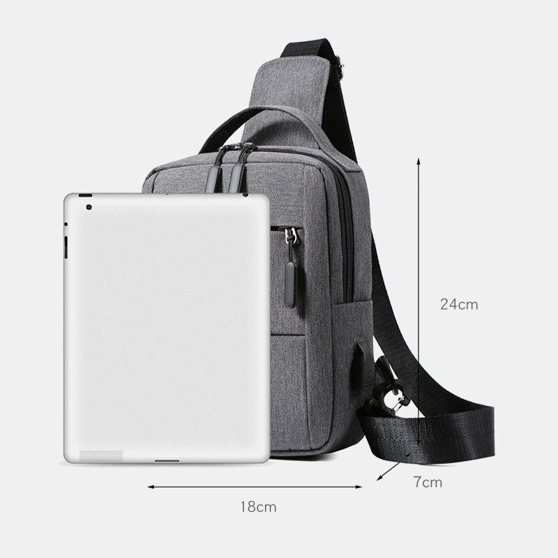 Menn Polyester Usb Lade Stor Kapasitet Flerlags Business Crossbody Vesker Bryst Vesker Sling Bag