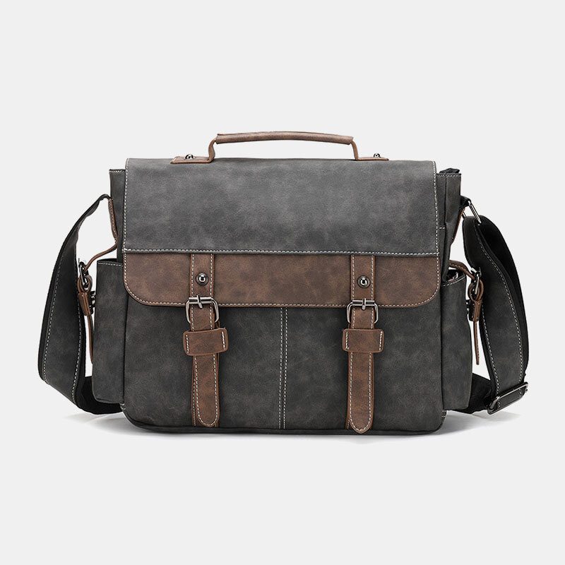 Menn Pu Leather Flap-over Crossbody-vesker Med Stor Kapasitet Uformell Mote Messenger-veske Med Flere Lommer Håndveske Skulderveske