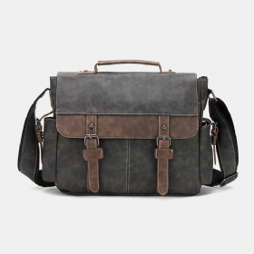 Menn Pu Leather Flap-over Crossbody-vesker Med Stor Kapasitet Uformell Mote Messenger-veske Med Flere Lommer Håndveske Skulderveske