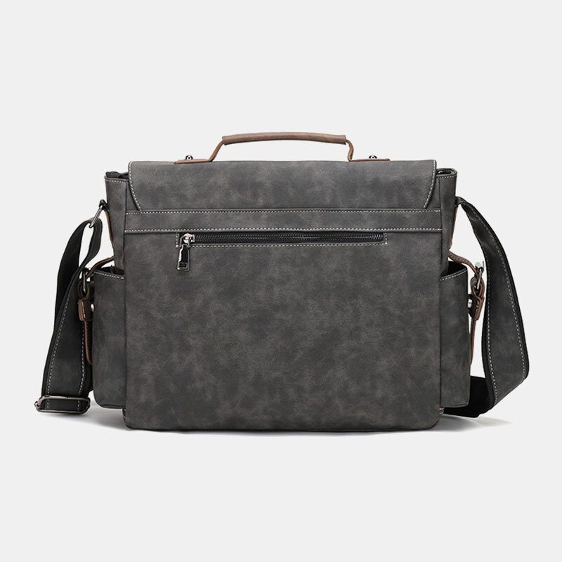 Menn Pu Leather Flap-over Crossbody-vesker Med Stor Kapasitet Uformell Mote Messenger-veske Med Flere Lommer Håndveske Skulderveske